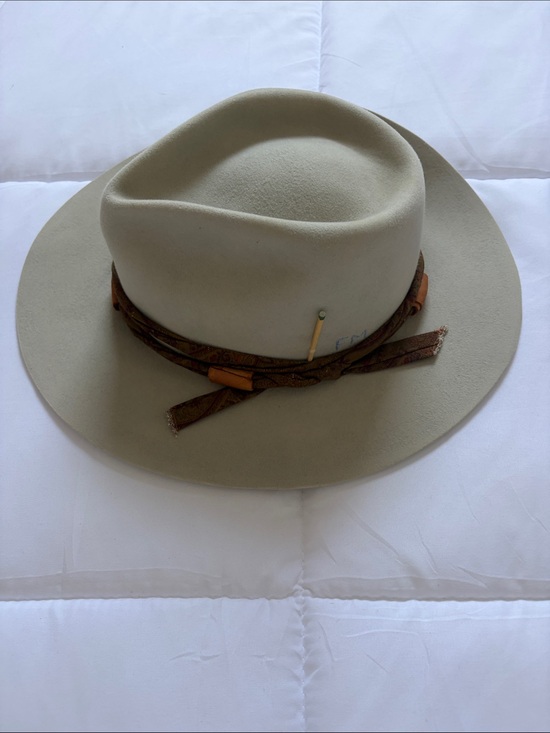 Nick Fouquet Light Beige Wool Felt Fedora with Braided Leather Trim